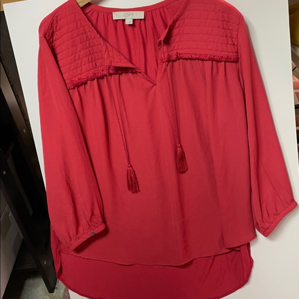 Boho quilted detail blouse with open neck and ties